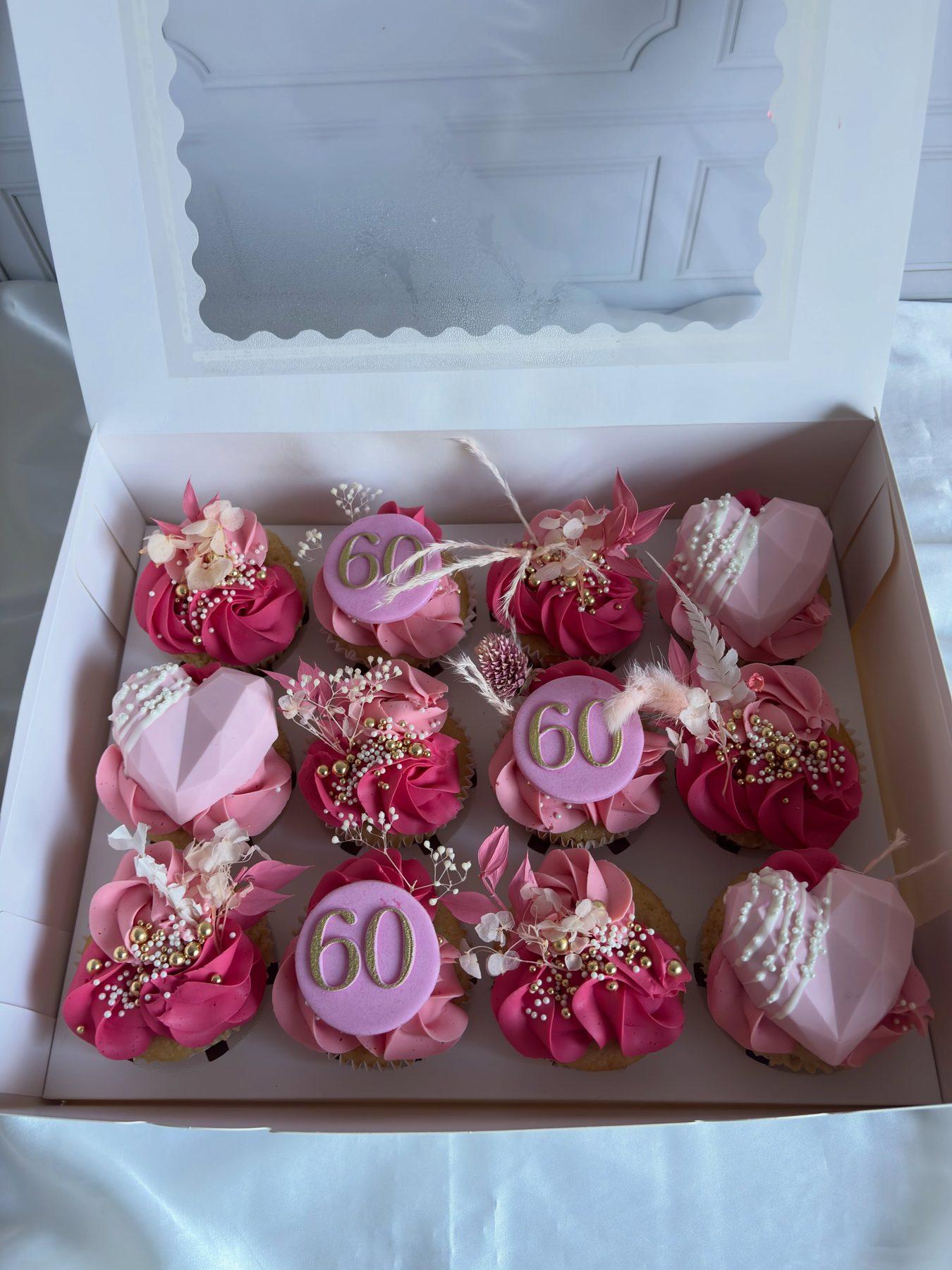 Rose gold cupcakes for a 60th birthday